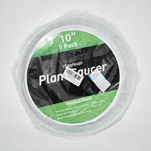 ISeaHuan Plant Saucer 10” – 5 Pack Clear Plastic Pot Saucers and Drip Trays, NWT - Picture 1 of 3